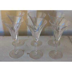 Vintage Waterford LISMORE Crystal Set of 6 Etched Floral Coupe Martini Glasses